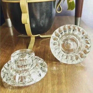 Vintage KIG Malaysia Glass Candlestick  Holders